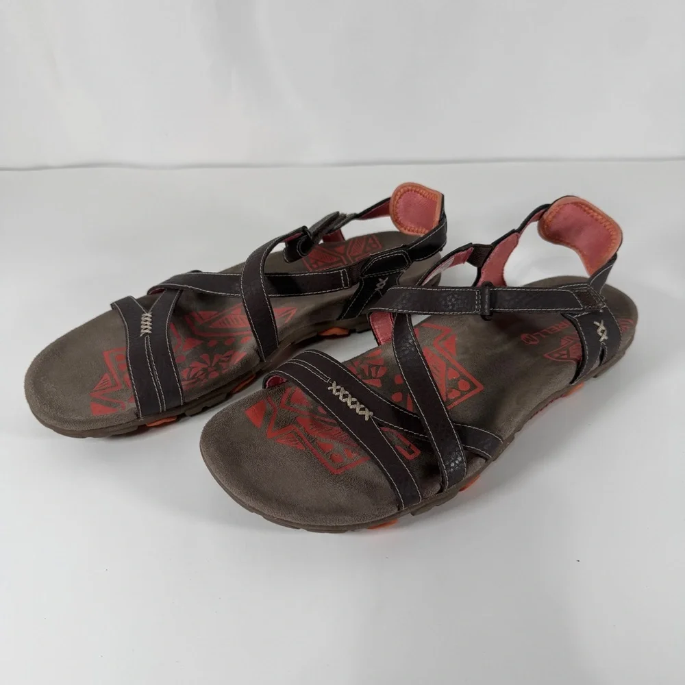 Merrell Brown Sandals with Coral Accents